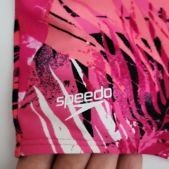 Speedo Women's One Piece Hot Pink Tropical Print Swimsuit Size 8 - Picture 3 of 14